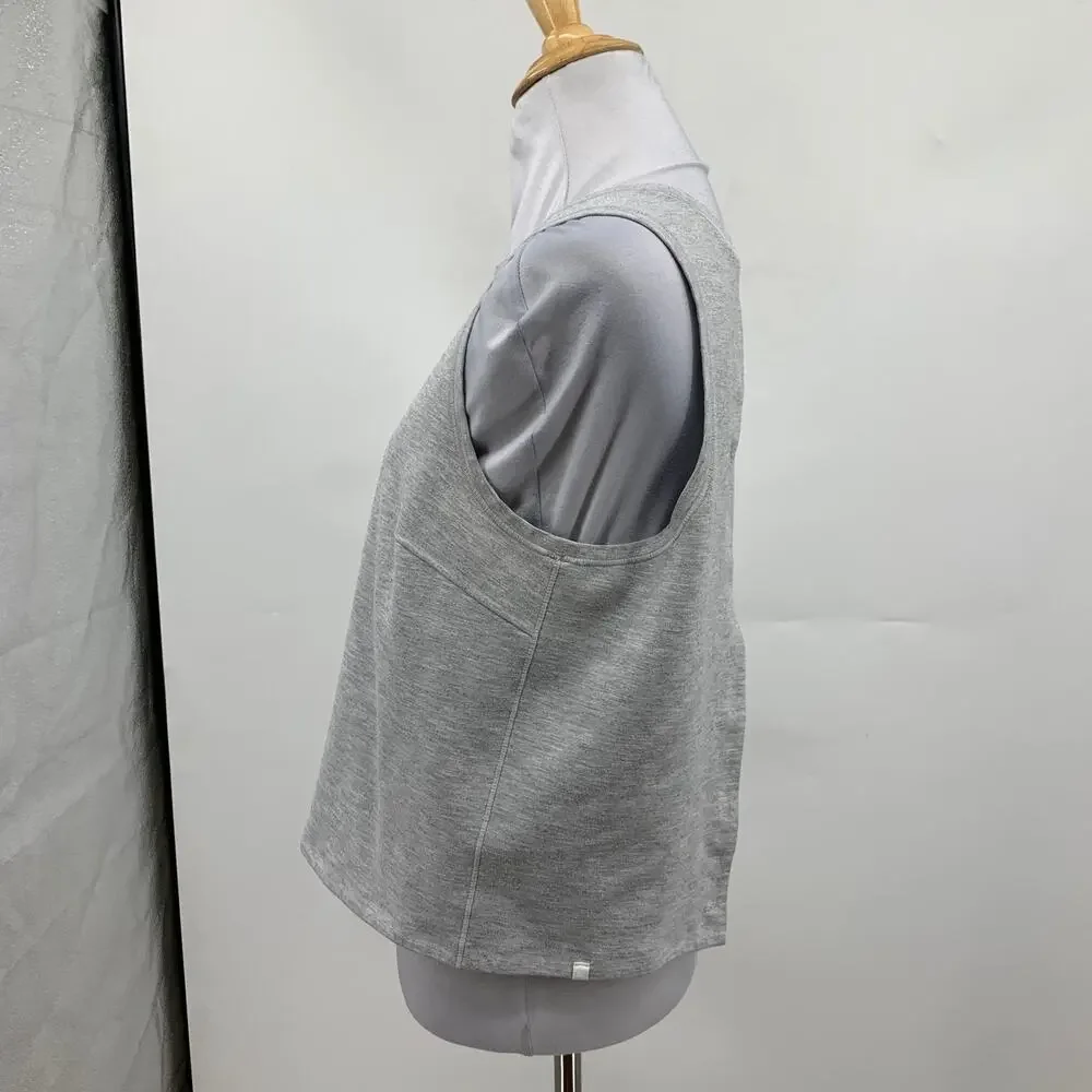 Lululemon Tank Top Womens 8 Gray Minimal Heathered Open Back Cropped Quick Dry